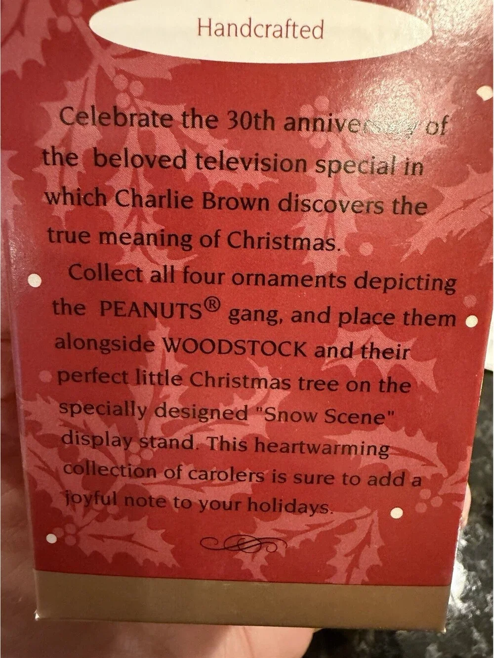 Hallmark Keepsake 1995 Charlie Brown  Christmas Set 5 Ornaments Snow Scene New
